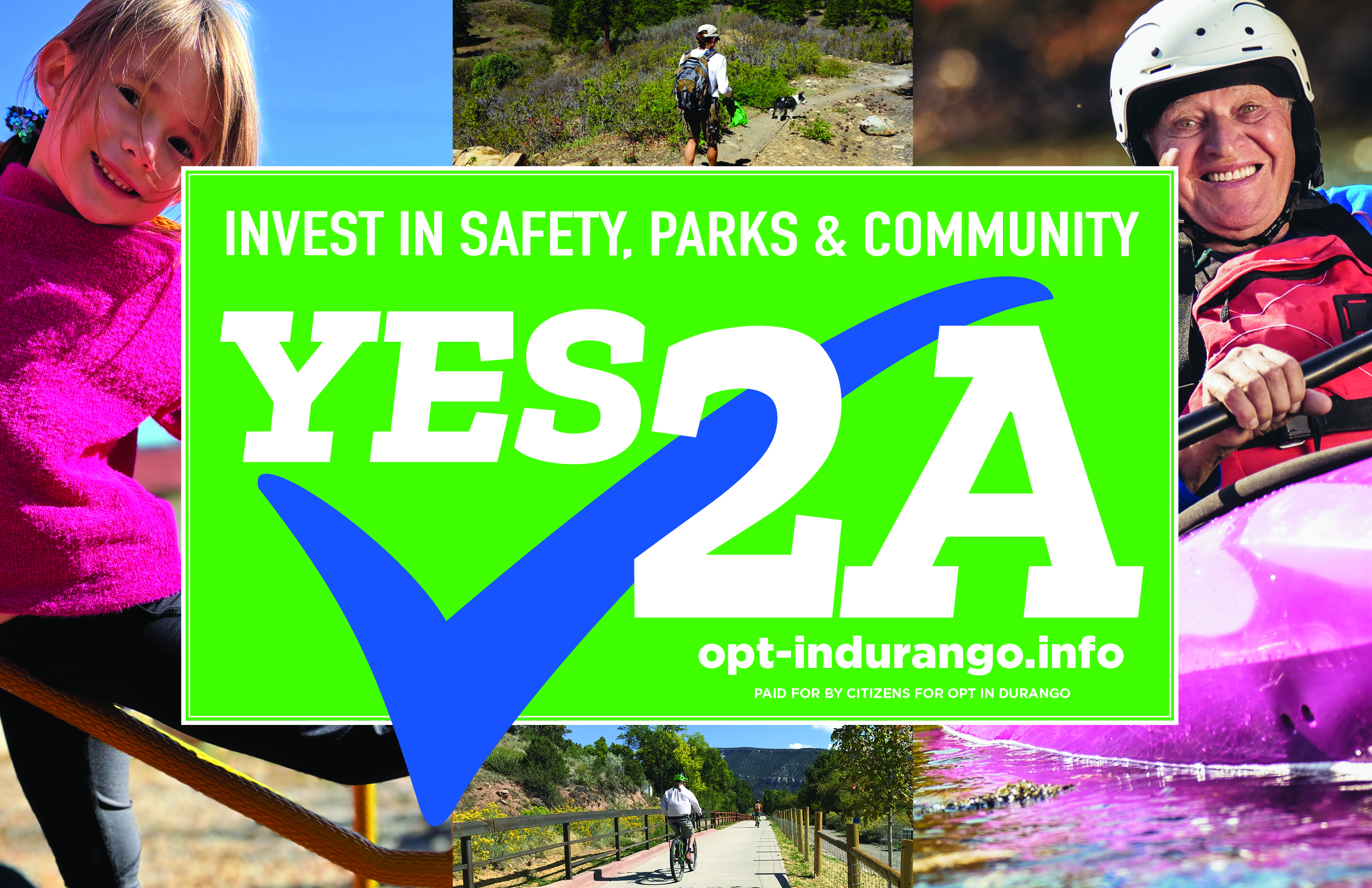 Invest in safety, parks & community. Yes on 2A postcard.